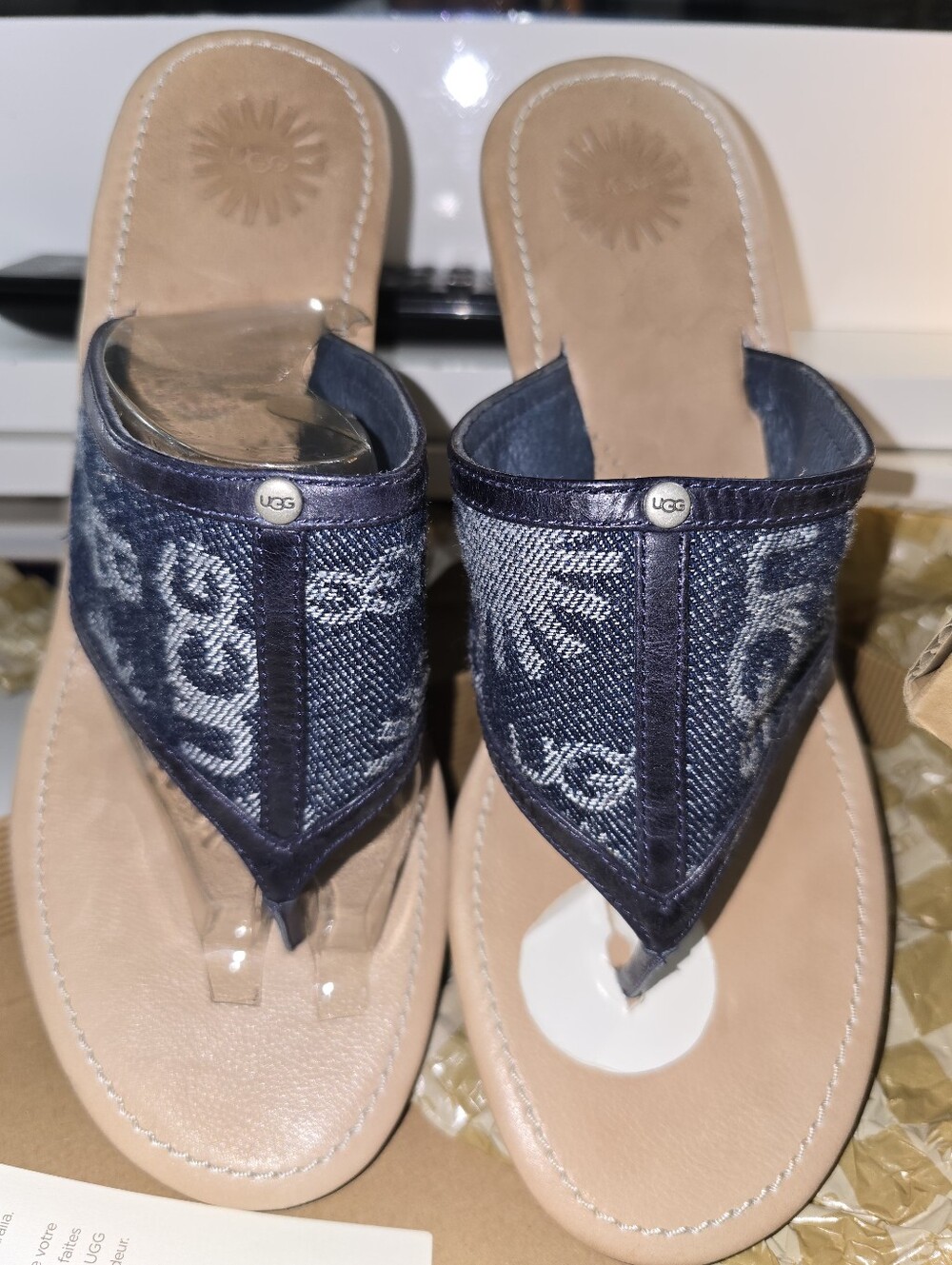 UGG AUSTRALLA SOLENA DENIM SANDALS 8.5 NWT